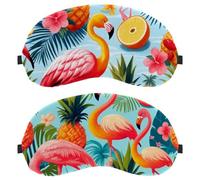 2 Packs Eye Mask, Tropical Pineapple Flowers Flamingo Sleep Mask for Side Sleeper, Soft Sleeping Eye Mask for Women Men, Complete Light Blocking, Zero Pressure Night Blindfold