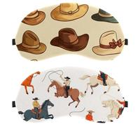 2 Packs Eye Mask, Western Wild Cowboys Men with Horses Sleeping Eye Mask for Side Sleeper, Zero Eye Pressure Night Blindfold, Adjustable Sleep Cover, Block Out Light Eye Shade