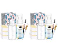 2 Packs Eyelash Extension Cleanser, Lash Extension Shampoo Kit, Oils, Paraben & Sulfate Free Foaming 60 ML Eyelash Shampoo with Rinse Bottle and Soft Brush Safe for Salon Use and Home Care (Pack of 2)