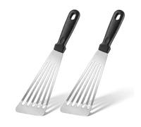 2 Packs Fish Spatula Fish Slice Stainless Steel, Flexible Metal Spatula for Kitchen Use Thin Slotted Spatulas for Flipping Eggs, Burgers and Baking, Flexible Barbecue Turner, 32CM