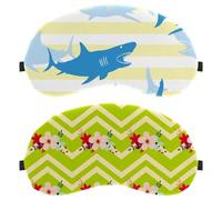 2 Packs Floral with Green Zig Zag Stripes Sleep Mask for Back and Side Sleeper, 100% Light Blocking Eye Mask, Adjustable & Breathable Sleeping Eye Cover, Zero Eye Pressure