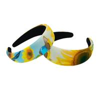 2 Packs Flying Butterflies among the Sunflowers Velvet Padded Head Bands, Vintage Thick Hair Band, Non Slip Wide Hair Band Hoops, Hair Accessories for Women