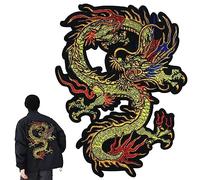 2 Packs Flying Dragon Clothes Applique Chinese Style DIY Fabric Patch Backing Embroidery Patch Iron Sew Clothing Accessories for Costume Shirt T-Shirt Jacket Pant Skirt Hat 17.5 * 23.5cm/6.9 * 9.3in
