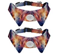 2 Packs Galaxy Universe Planet Bowtie Dog Collar, Girl Boy Dog Collars with Bow Tie, Pet Cat Bowties for Small Medium Puppies Kitterns Rabbits