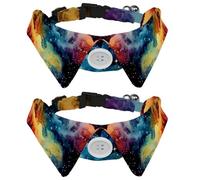 2 Packs Galaxy Universe Planet Cat Collar, Shirt Style Bow Tie, Adjustable Dog Collar with Bowtie for Small Dogs Puppies Cats Rabbits