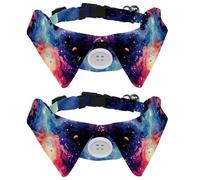 2 Packs Galaxy Universe Planet Cat Collar with Bowties, Adjustable Dog Collar, Cute Pet Bow Tie for Small Medium Dogs Cats Puppies