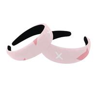 2 Packs Geometric Triangle Star Pink Yellow Velvet Padded Head Bands, Vintage Thick Hair Band, Non Slip Wide Hair Band Hoops, Hair Accessories for Women