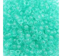 2 Packs Glitter Transparent Acrylic Barrel Beads, 9mm Sparkly Acrylic Loose Spacer Beads for Crafting, Beading, Keychain Making, About 200Pcs, Light Green