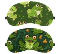 2 Packs Green Frog on The Grass Eye Mask for Side Sleeper, Sleeping Mask, Sleep Eye Mask, Soft Eye Shade Cover for Travel, Nap, Plane, Light Blocking