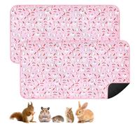 2 Packs Guinea Pig Cage Liner - 60x120cm Washable Reusable Guinea Pig Pee Pads, Super Absorbent Waterproof Rabbit Cage Liner, Non-Slip Small Animal Bedding Mat for Chinchilla, Bunny, Puppy, Pink
