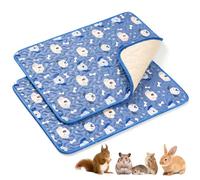 2 Packs Guinea Pig Cage Liner - 60x45cm Washable Reusable Guinea Pig Pee Pads, Super Absorbent Waterproof Rabbit Cage Liner, Non-Slip Small Animal Bedding Mat for Rabbit Chinchilla Hamster Puppy, Blue