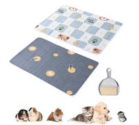 2 Packs Guinea Pig Cage Liner with Mini Dustpan Brush Set Reusable Guinea Pig Bedding Washable Fast Absorbent Pee Pads Non-slip Waterproof Mat for Small Animals, Hamsters, Chinchillas, Rabbit Bedding