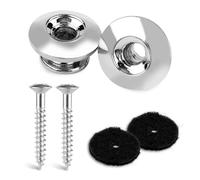 2 Packs Guitar Strap buttons, Copper Acoustic Guitar Strap Button with Screws and Felt Pads Guitar Strap Accessories for Electric Guitar Ukulele Bass (silver)