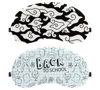 2 Packs Hand Drawn Back to School Eye Mask, Sleep Mask for Side Sleeper, Soft Sleeping Eye Mask for Women Men, Complete Light Blocking, Zero Pressure Night Blindfold