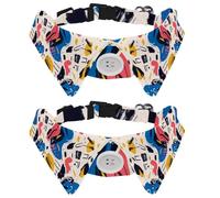 2 Packs Hand Drawn Color Blocks Pattern Bowtie Dog Collar, Girl Boy Dog Collars with Bow Tie, Pet Cat Bowties for Small Medium Puppies Kitterns Rabbits
