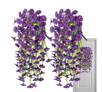 2 Packs Hanging Artificial Flower, Realistic Fake Petunias, UV Resistant Weatherproof Simulated Everlasting Colorful Plants For Garden Porch Vase Pot Window Patio Walkway
