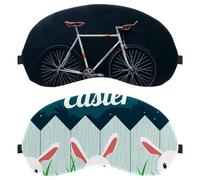 2 Packs Happy Easter Bunny Egg Cute Rabbits Sleep Eye Mask for Side Sleeper, Sleeping Mask, Light Blocking Eye Mask, Soft Eye Shade Cover for Travel, Nap, Plane