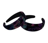 2 Packs Headbands for Women Ladies, Halloween Cemetery-282 Non Slip Makeup Headband Wide Top Turban Hair Bands Hoops for Shower