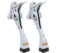 2 Packs Heavy Duty Kickdown Door Stopper, One Touch Adjustable Kickdown Door Stop for Heavy Doors, 4 in Metal Door Kickstand with Rubber Tip & Wall Protectors for Wide Doors- White