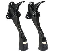 2 Packs Heavy Duty Kickdown Door Stopper, One Touch Adjustable Kickdown Door Stop for Heavy Doors, 4 in Metal Door Kickstand with Rubber Tip & Wall Protectors for Wide Doors- Black