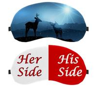 2 Packs Her Side and His Side White Red Sleep Mask, Light Blocking Sleeping Eye Mask for Women Men, Night Blindfold, Breathable Eye Mask Cover