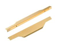 2 Packs Hidden Drawer Pulls Aluminum Alloy Profile Door Levers for Wardrobe,Dresser,Sealed Edge Thumbtack Cabinet Invisible Door Knob Concealed Kitchen Cupboard Handles (800mm,Brushed Gold)