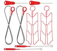 2 Packs Hydration Bladder Cleaning Kit, 8 in 1 Water Bladder Cleaning Brush Kit Includes Flexible Long Bladder Brush for Hose Small Bite Valve Brush Big Brush Drying Collapsible for Bladder (Red)