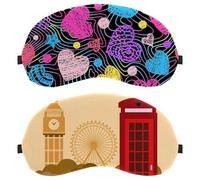 2 Packs I Love London Symbols Big Ben Eye Mask for Side Sleeper, Sleeping Mask, Sleep Eye Mask, Soft Eye Shade Cover for Travel, Nap, Plane, Light Blocking
