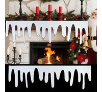 2 Packs Icicle Christmas Fake Snow Blankets, 48 X 14.2In Artificial Snow Blanket Backdrops Icicle Christmas Faux Snow Blanket with 40PCS Double Sided Adhesive Tape for Village Christmas Decoration