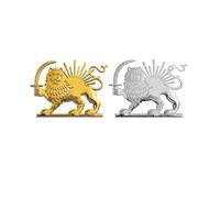 2 Packs Iran Lapel Pin, Iranian Lion Sun（Shir o Khorshid ）Emblem Stainless Steel Iran Flag Pin, 1.2” Persian Heritage Badge for Suit, Hat & Jacket
