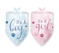 2 Packs It's a Boy and It's a Girl Gender Reveal Dog Bandana Baby Announcement Pet Triangle Scarf Accessories Pink and Blue Dog Bandana for Small Medium Large Dogs Cats