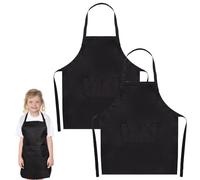 2 Packs Kids Apron for Cooking, Unisex Apron With Adjustable Neck strap, Kitchen Aprons with Front Pocket for Girls Boys Baking Painting (Black, L) (Black, L)