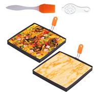 2 Packs Large 8 Inch Square Omelette Ring for Griddle, Non-Stick Stainless Steel 8"Griddle Omelet Rings,Rectangular Egg Ring Pancake Ring Egg Mold Silicone Handle with Egg Separator & Oil Brush