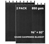 2 Packs Large Sound Deadening Blankets - 96" x 80" 850GSM Heavy Duty Acoustic Blankets for Studio Soundproofing, Noise Reduction in Rooms, Home Theaters | Grommets