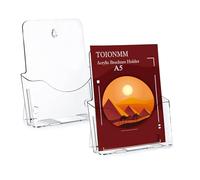 2 Packs Leaflet Holder, A5 Acrylic Brochure Holder, Freestanding Plastic Pamphlet Holder, Clear Flyer Magazine Display Holders, Countertop/Wall Mount Organizer for Display Flyer, Booklet, Document