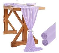2 Packs Light Purple Chiffon Table Runner 27x120 Inches Elegant Sheer Runners Romantic Fabric for Wedding Birthday Party Decor