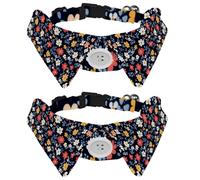 2 Packs Little Flower Pattern Dog Collars with Bow Tie and Bell, Adjustable Cat Bow Ties Collar for Small Medium Boys and Girls Pets Puppies Kittens