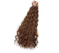 2 Packs Long Braided Ponytail Extensions with Hair Ties Natural Soft Synthetic Kinky curly HairPiece for Women 18 inch(Light Brown)