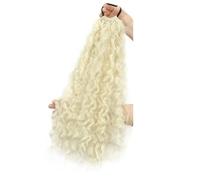 2 Packs Long Braided Ponytail Extensions with Hair Ties Natural Soft Synthetic Kinky curly HairPiece for Women 18 inch Wear and Go(Blonde)