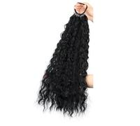 2 Packs Long Braided Ponytail Extensions with Hair Ties Natural Soft Synthetic Kinky curly HairPiece for Women 18 inch(8)