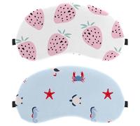2 Packs Marine Style Sealife Pattern Eye Mask, Sleep Mask for Side Sleeper, Soft Sleeping Eye Mask for Women Men, Complete Light Blocking, Zero Pressure Night Blindfold
