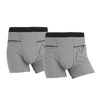 2 Packs Men's Boxer Briefs Secret Hidden Pocket, Travel Underwear with Secret Front Pocket Panties, Large Size (Gray)