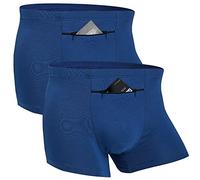 2 Packs Men's Pocket Underwear with a Secret Front Stash Pocket / Pickpocket Proof Travel Boxer Briefs (Blue), Blue, M
