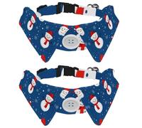 2 Packs Merry Christmas Cute Snowman Cat Collar, Shirt Style Bow Tie, Adjustable Dog Collar with Bowtie for Small Dogs Puppies Cats Rabbits