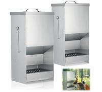 2 Packs Metal Rabbit Feeders for Cages Galvanized Steel Bunny Food Dispenser Automatic Rabbit Feeder for Rabbits Chicken Guinea Pigs Ferrets and Other Small Animals