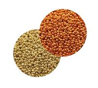 2 Packs Metallic Glass Seed Beads, 2mm Mini Glass Seed Beads for Bracelets, Crafting, Keychain, About 2000Pcs, Gold and Orange