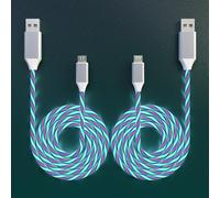 2 Packs Micro USB Cable Android Charger, 6.6FT Led Light Up Glowing USB A to Micro Fast Charging Cord for Android, Samsung Galaxy S7, Note 5, Kindle and Other Micro USB Devices(Colorful&Colorful)