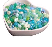 2 Packs Mixed Colors Glass Seed Beads, 3x6mm Small Glass Abacus Beads for Bracelets, Crafting, Keychain, About 104Pcs, Blue/Green