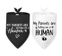 2 Packs My Parents are Getting Me a Human Gender Reveal Dog Bandana Pregnancy Announcement Pet Dog Triangle Scarf Accessories Baby Announcement Gift for Small Medium Large Dogs Cats