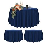 2 Packs Navy Blue Round Tablecloth 305cm Diameter, Round Table Cover for Ø150-240cm Tables, Polyester Waterproof Washable Round Large Table Cloth for Wedding Party Buffet Camping Restaurant (120 inch)